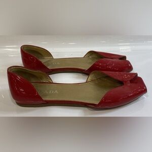 Prada Women's Vibrant Red Leather Loafers
